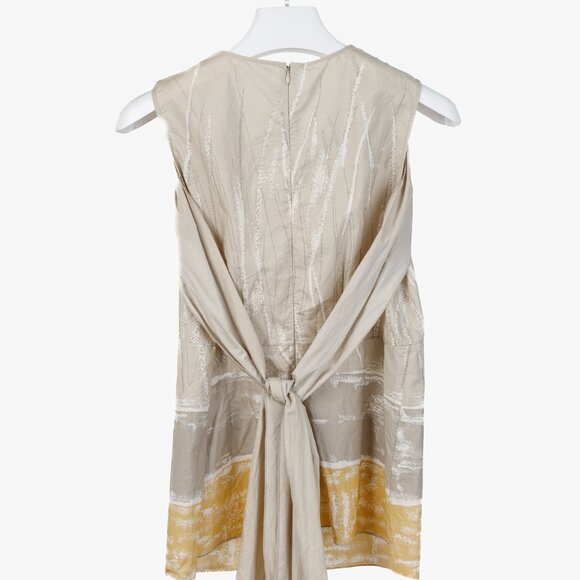 Marni Beige Ochre Yellow Print Tie-Back Blouse - Picture 2 of 11